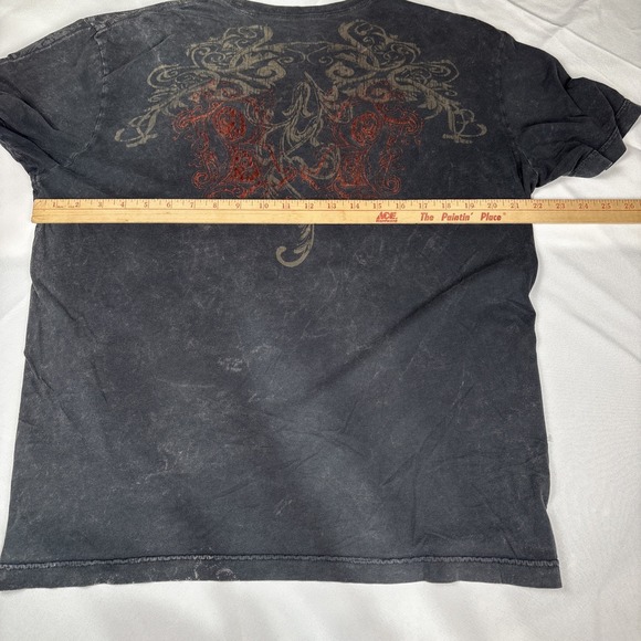 Y2K Rass Gothic Cross Knight‎ T Shirt Mens XL Black Pima Cotton Double Sided Emo - Picture 9 of 13